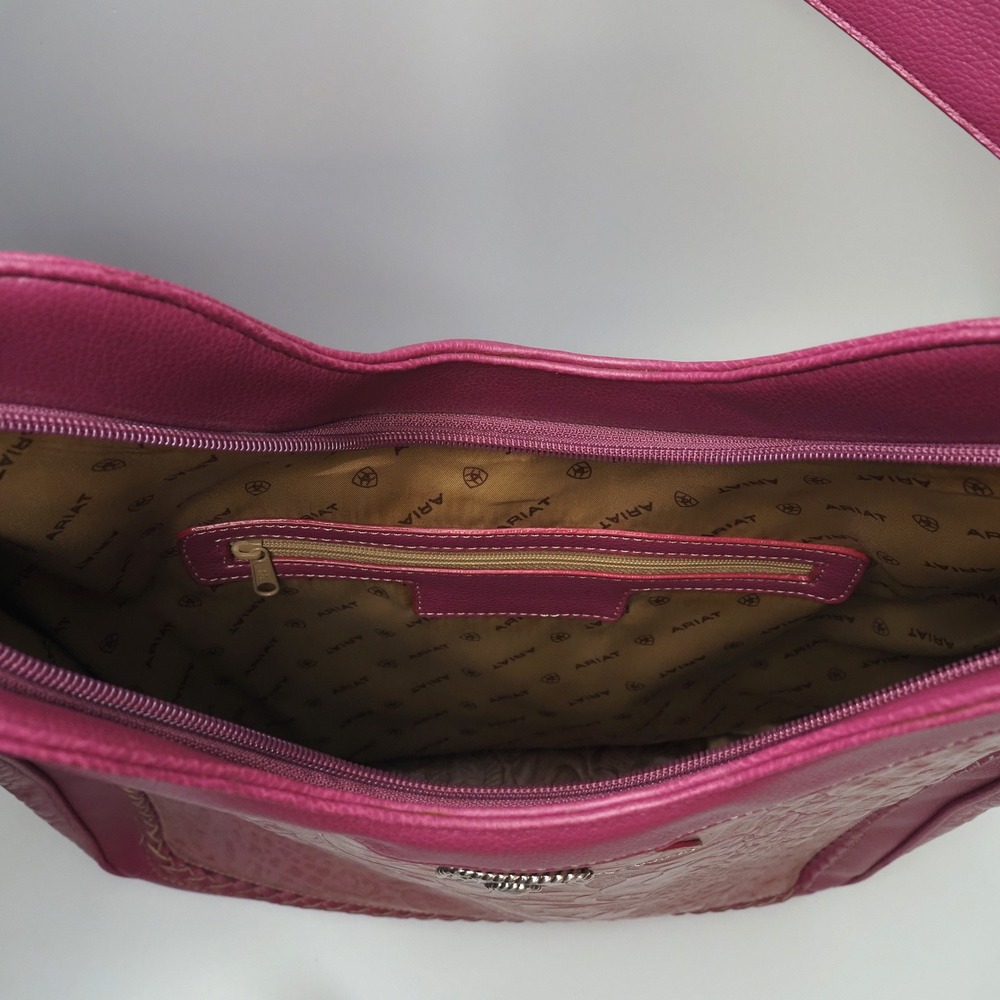 Ariat Pink Y2K Western Hobo Bag Croc Floral Tooled Bratz Cowgirl NWT Sample - Picture 5 of 7